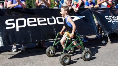 Bailey competing in triathlon