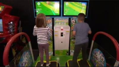 Children playing in an arcade