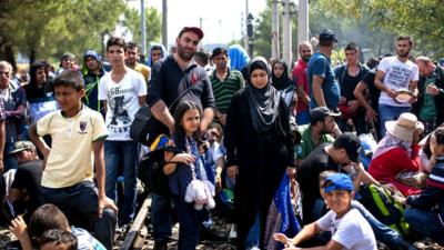 Migrant crowds on the border of Greece and Macedonia