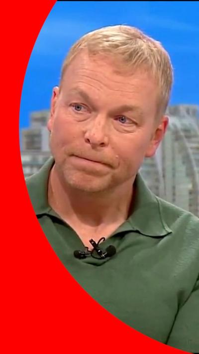 Sir Chris Hoy in the BBC Breakfast studio - he has short blond hair and wears a green T-shirt