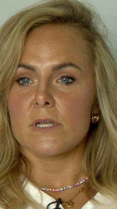 A close-up shot of Hannah Farrell, who has long blonde hair.