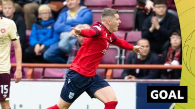 Ronan Hale celebrates scoring for Ross County against Hearts