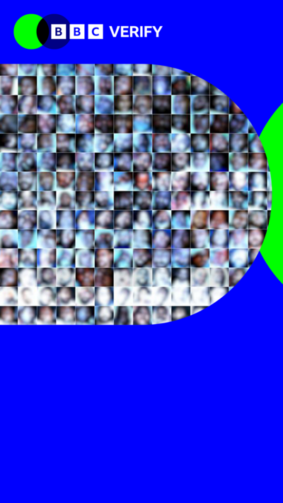 A grid of blurred images that were leaked to the BBC which show the faces of hundreds killed in Iran's brutal protest crackdown.