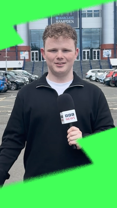 Young man with microphone