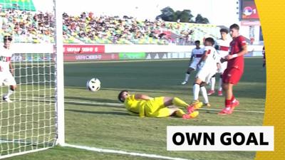 U17 Euros: Eduardo Felicissimo scores own goal during Portugal's semi-final against Serbia