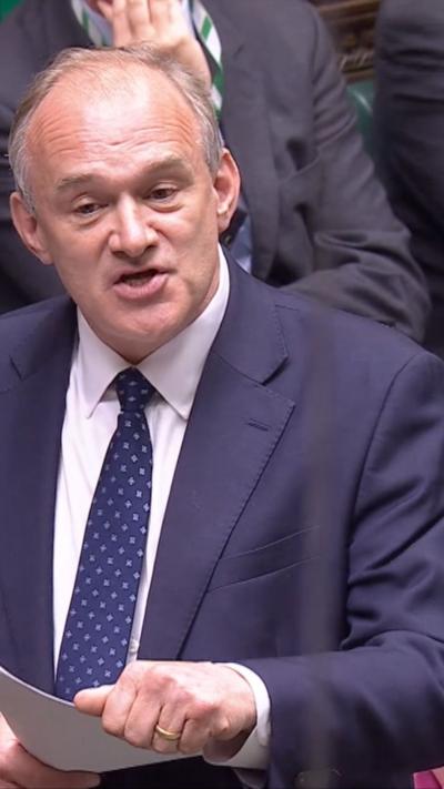 Liberal Democrat leader Ed Davey addresses the House of Commons. 