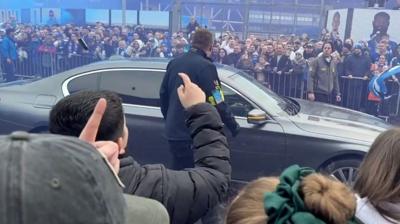 Delia Smith's car arriving at Portman Road stadium