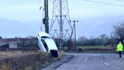 A man has been taken to hospital following the collision near Falkirk