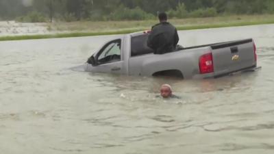 Vehicle stuck in Louisiana flood water