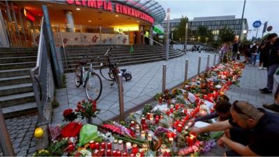 Vigil outside Olympia shopping centre, Munich