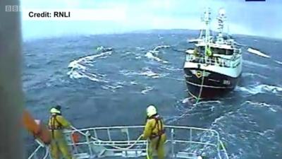 Fishermen are rescued by the RNLI