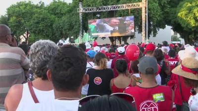 People watch vote on giant TV screensscreens