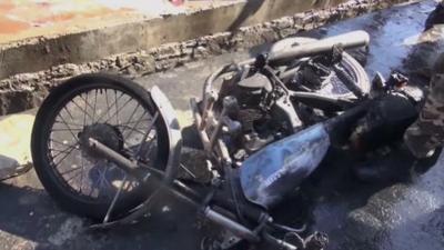 Motorbike at blast scene