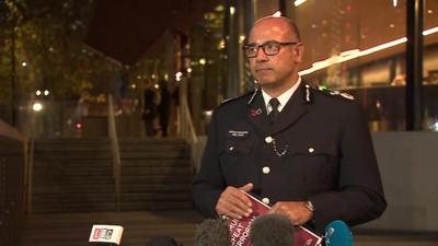 Police officer gives statement at Scotland Yard