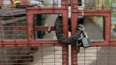 Locked gates at Kids Company premises