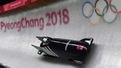 The Nigerian bobsleigh team at the Olympics.