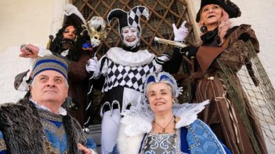 Revellers in Venice