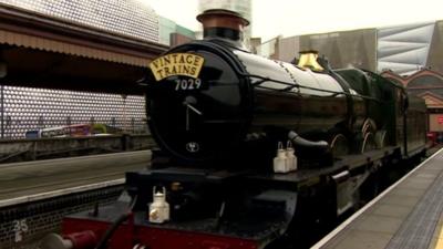 Steam train at a Birmingham station