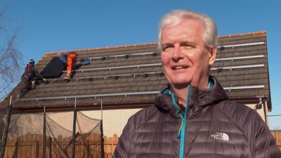 Ian Phillips talks about installing solar panels at his home in Aberdeenshire.