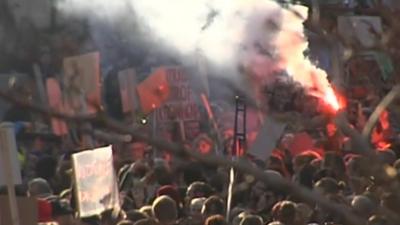 Protesters in Reykjavik.