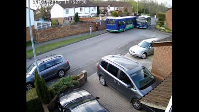 CCTV of the bus crash in Swindon