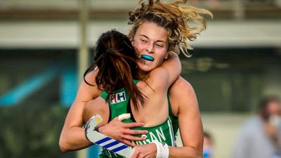 Ireland players celebrate winning