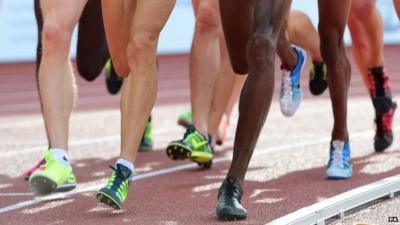 Athletes on a track