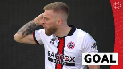 Sheffield United's Oliver McBurnie puts the visitors ahead against Wrexham