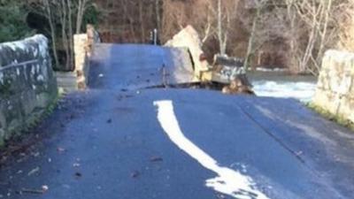 Pooley Bridge collapses in Cumbria floods