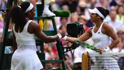 Heather and Serena shake hands after the match