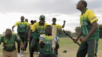 Celebrating Nigerian cricketers