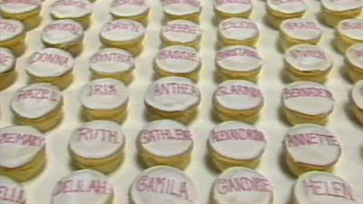 The many christening cakes baked for 'Tracey etc.'