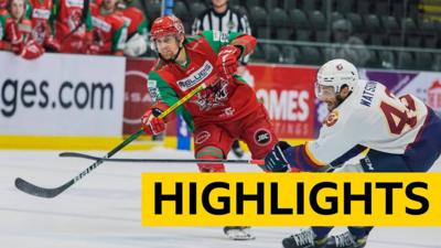 Justin Crandall hits an empty net goal for Cardiff Devils against Guildford Flames to seal a 2-0 win.