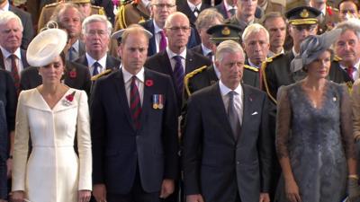 Duke and Duchess of Cambridge and King Philippe and Queen Mathilde at the Menin gate