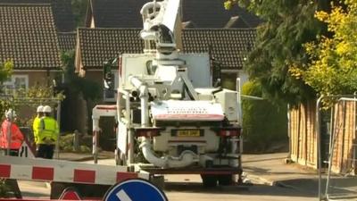 Cement lorry arrives to fill St Albans sinkhole