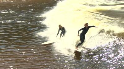 Surfing at Surf Snowdonia