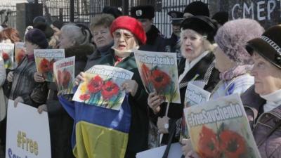 Supporters of Nadia Savchenko in Kiev, Ukraine