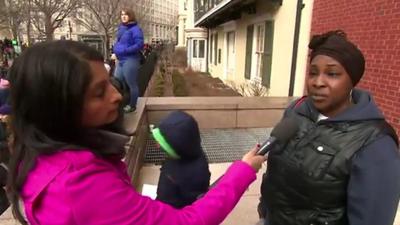 Protester speaking to the BBC's Rajini Vaidyanathan