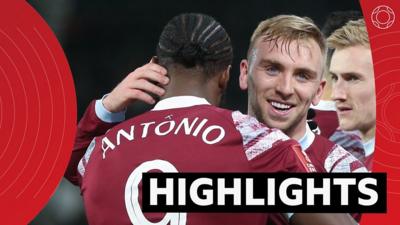 West Ham goalscorers Michail Antonio and Jarrod Bowen