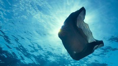 Plastic bag in ocean