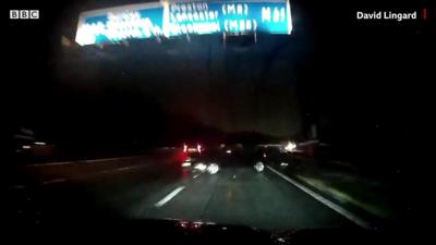 Dashcam footage of M61 crash