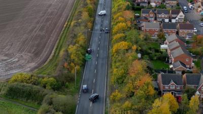 Police cordon on A52, Bingham