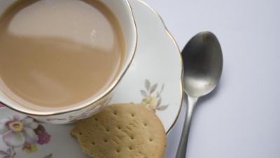 Cup of tea in a china cup and saucer