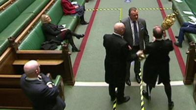 Drew Hendry tries to take Mace from the Commons