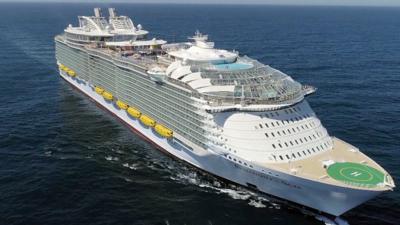 An aerial shot of Royal Caribbean International's Symphony of the Seas