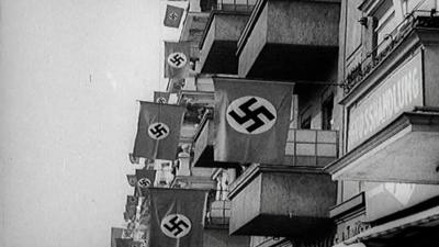 Nazi flags flying in Berlin in the 1930s