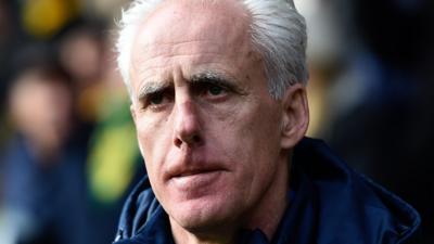 Ipswich boss Mick McCarthy was filmed apparently mouthing a swear word on Sunday.