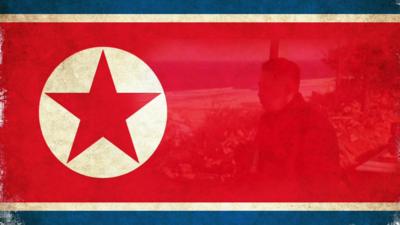 Kim Jong-un and North Korean flag