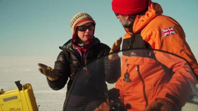 Researchers on glacier