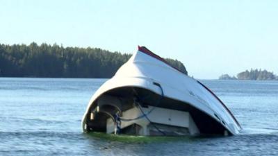 Capsized boat